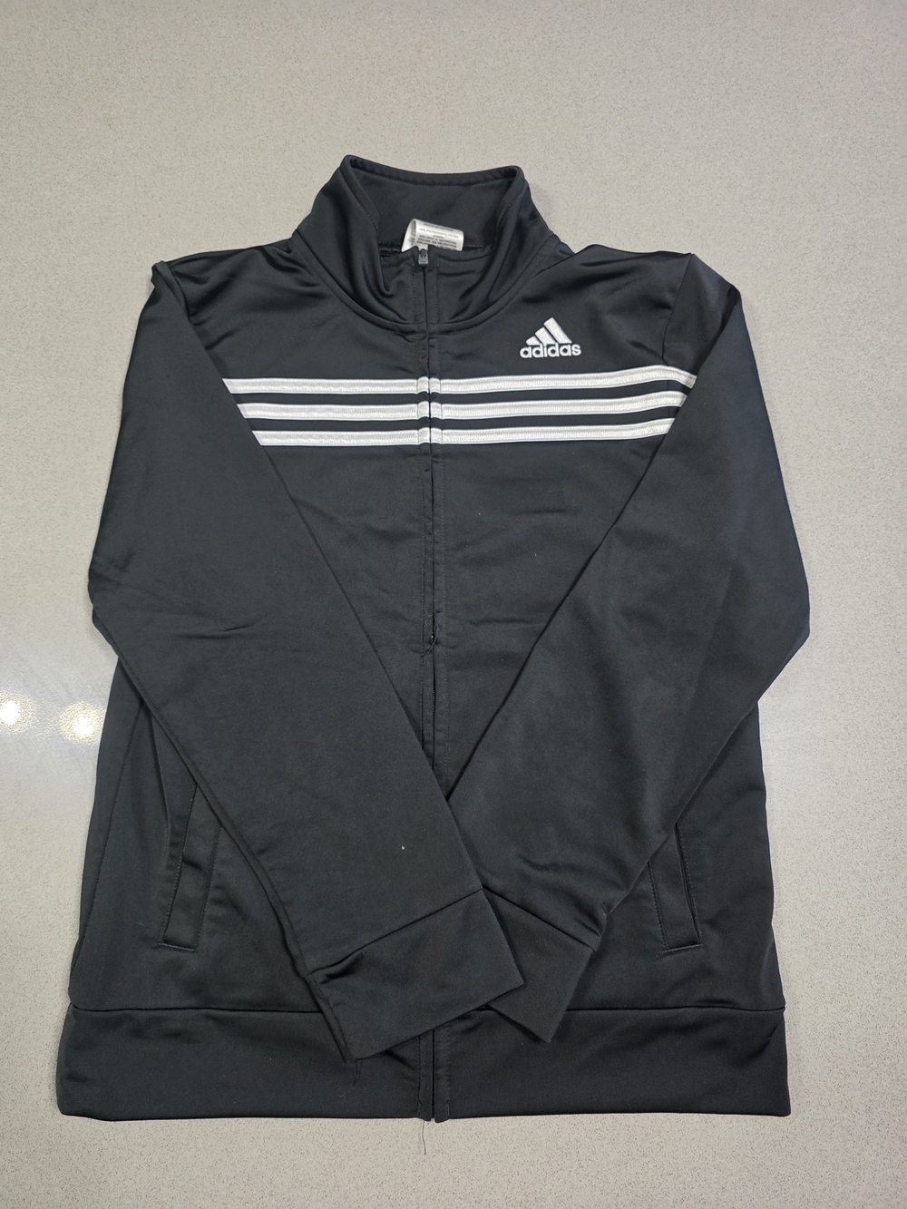 adidas Black Performance Track Jacket with White Stripes